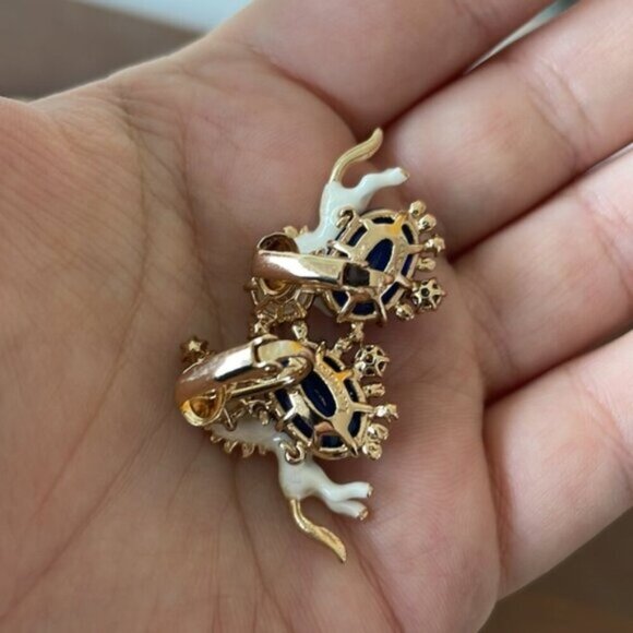 Les NEREIDES French Unicorn 🦄 Blue Stone earrings dangle Anthropologie - Picture 3 of 3